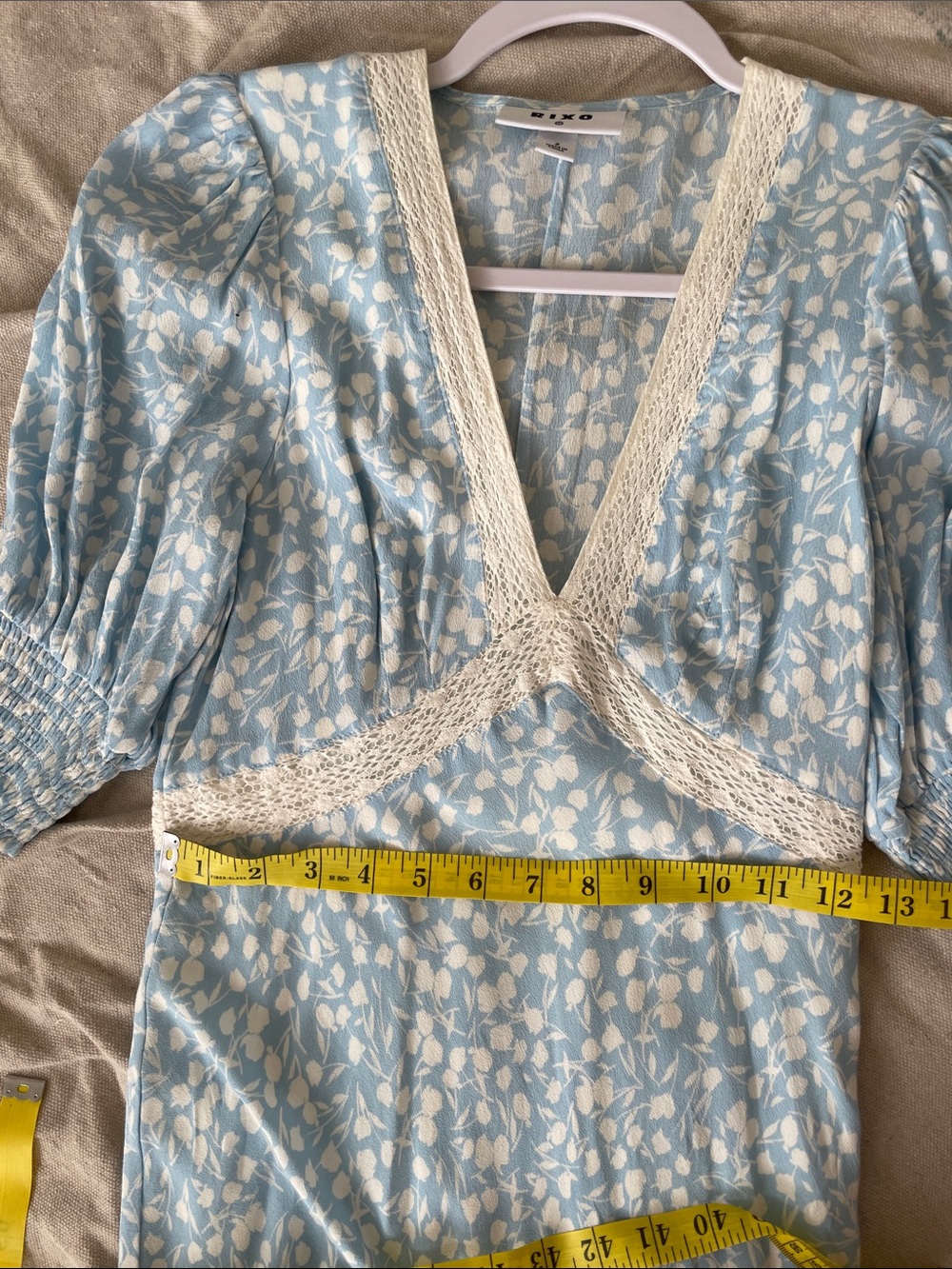 RIXO for Target Light Blue Floral Lace-Trim Maxi Dress 2 xs - Picture 2 of 4